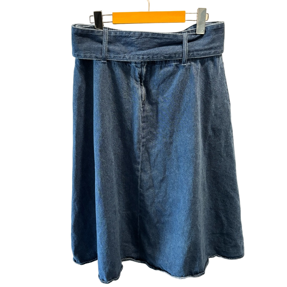 Who What Wear A-Line Blue Denim Skirt Size 10 Removable Belt Pockets Back Zipper - Picture 2 of 9